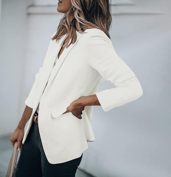 Women's Elegant solid-color blazer with pockets | Perfectr for Casual Days