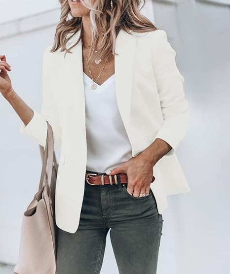 Women's Elegant solid-color blazer with pockets | Perfectr for Casual Days