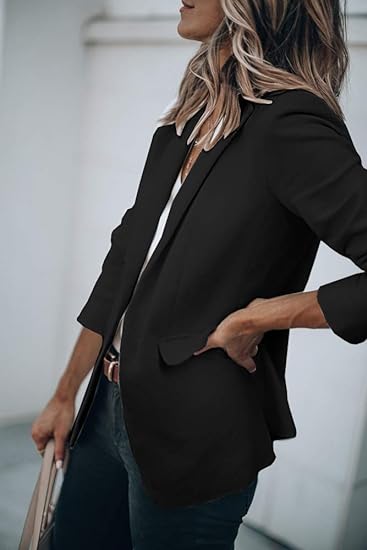 Women's Elegant solid-color blazer with pockets | Perfectr for Casual Days