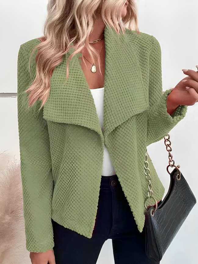 Women's Chic solid-color open-front waffle blazer | Perfect for Casual Days
