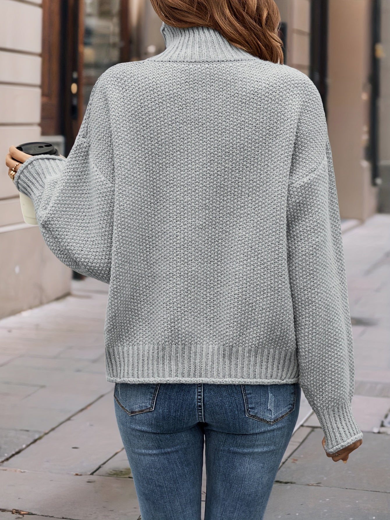 Women's Knitted Casual Turtleneck Jumper with Long Sleeves | Ideal for Winter
