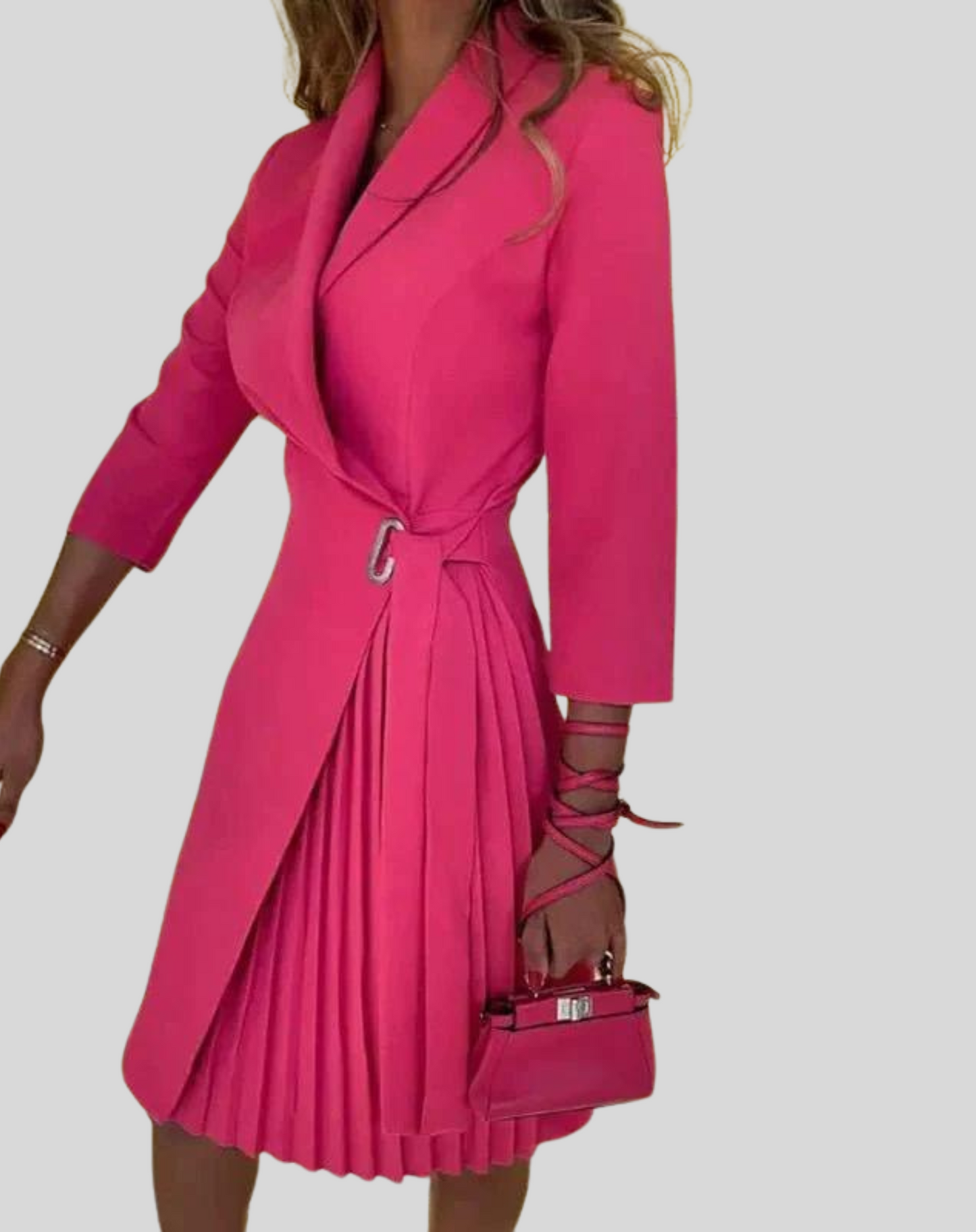 Women's Multicolored Blazer Dress with Side Belt