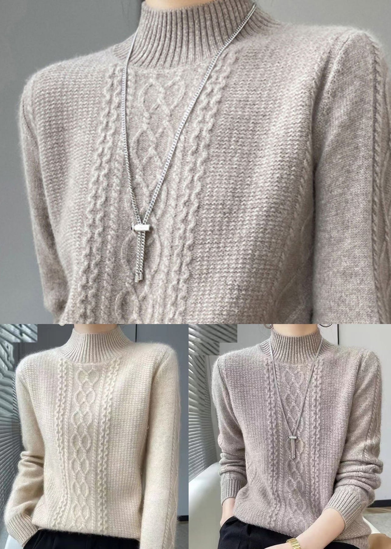 Women's Cozy High Collar Cable Knit Jumper | Ideal for Winter