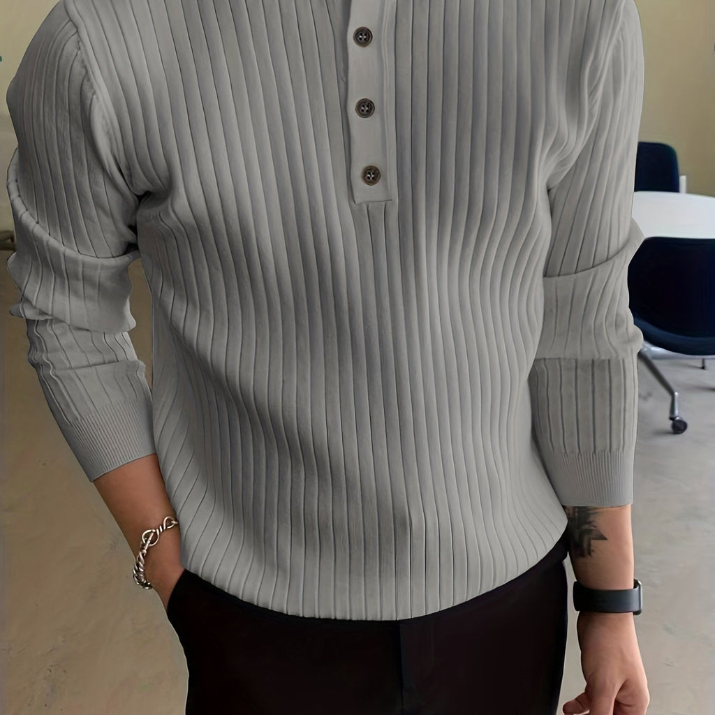 Men's Comfortable Buttoned Knit Jumper | Ideal for Winter