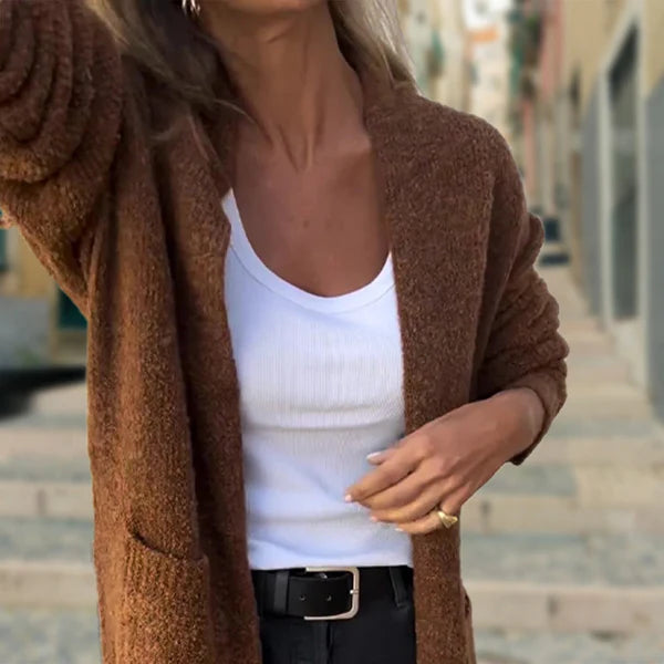Women's Casual Open Front Knitwear Cardigan with Pocket | Ideal for Winter