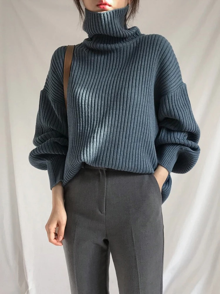 Oversize Thick Lined Turtleneck Jumper for Women | Ideal for Winter