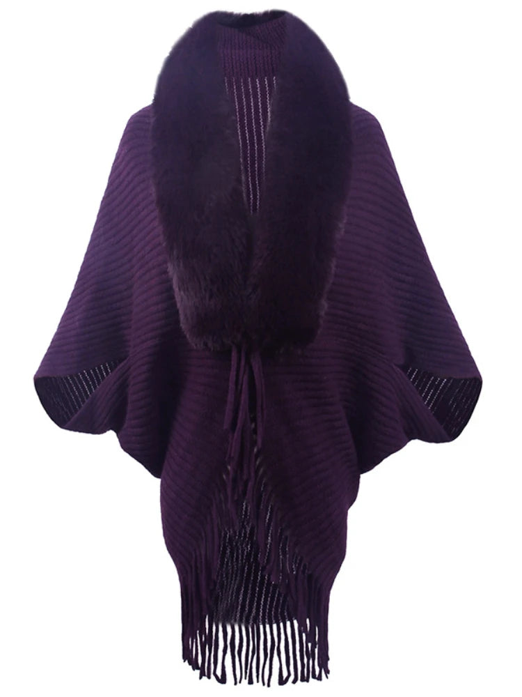 Women's Warm Winter Shawl Collar Thick Cashmere Cardigan with Tassels | Ideal for Winter