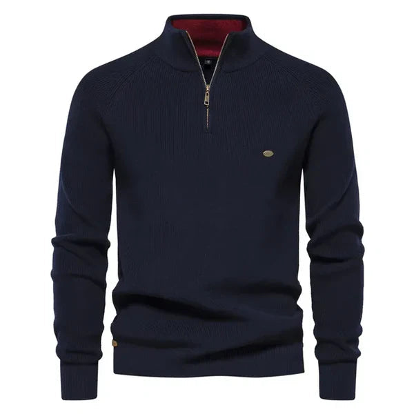 Men's Stylish Knitted Cashmere Quarter Zip Jumper | Ideal for Winter