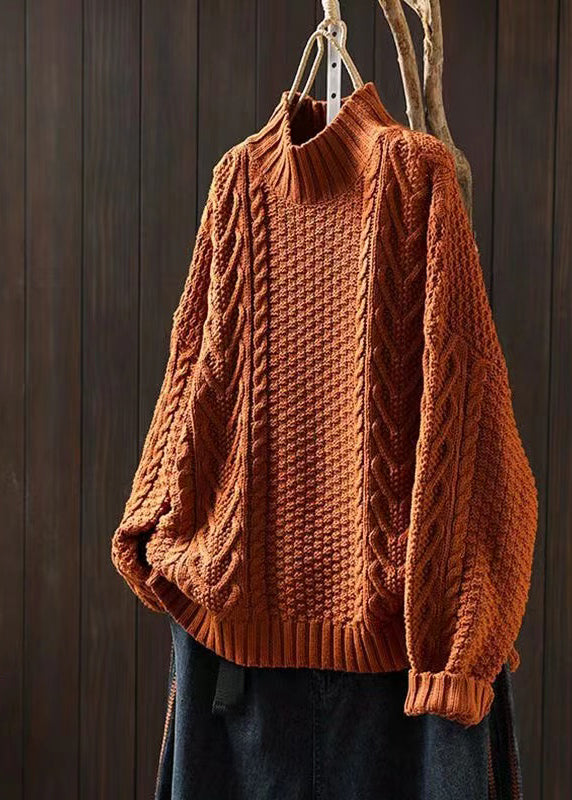 Women's Loose Fit High Neck Cable Knit Jumper | Ideal for Winter