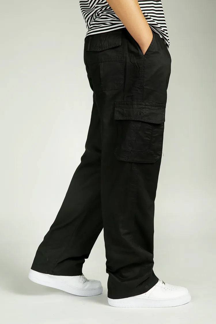 Men's Casual Black Cargo Pants with Baggy Fit | Ideal for Everyday Wear