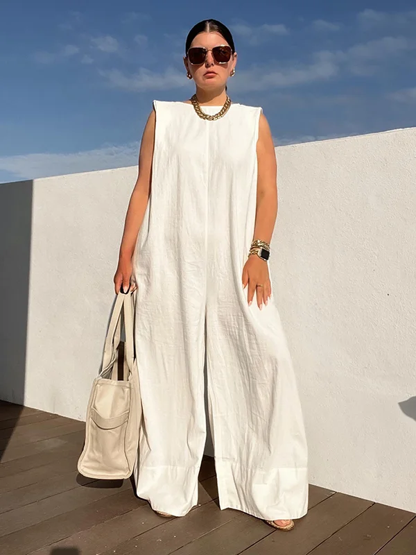 Women's Loose Fit Solid Color Sleeveless Jumpsuit | Ideal for Summer