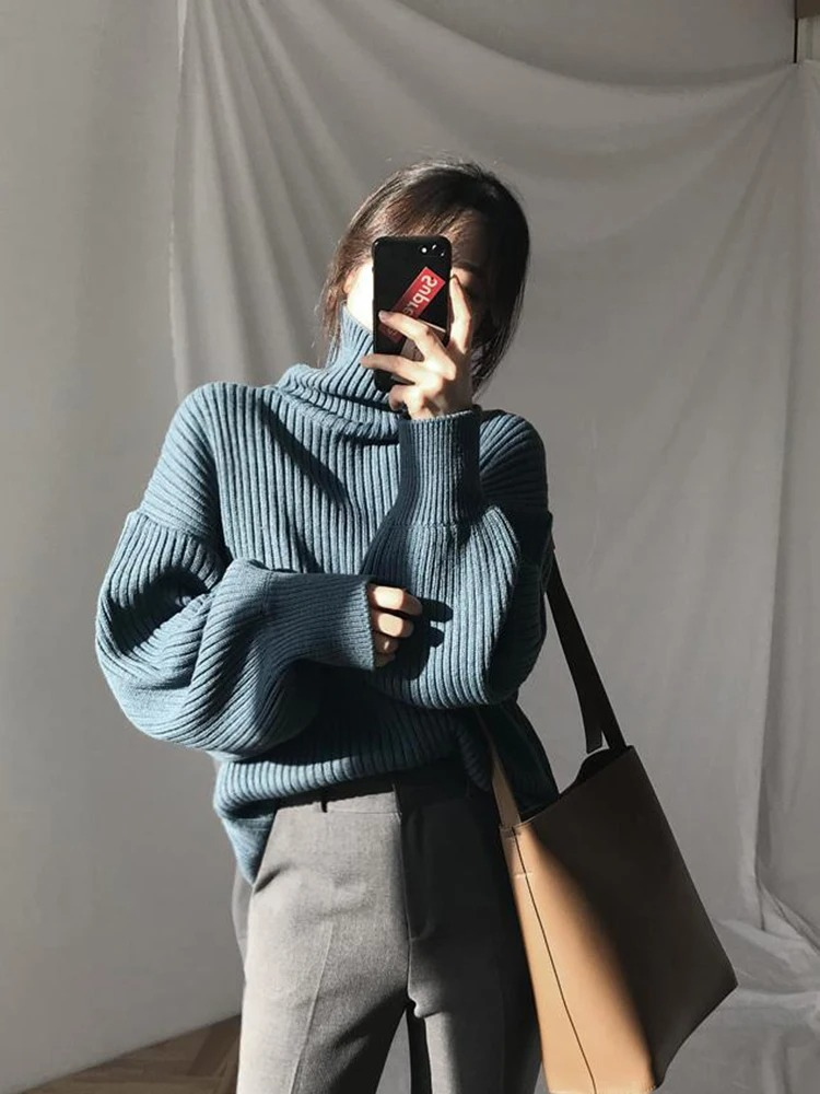 Oversize Thick Lined Turtleneck Jumper for Women | Ideal for Winter
