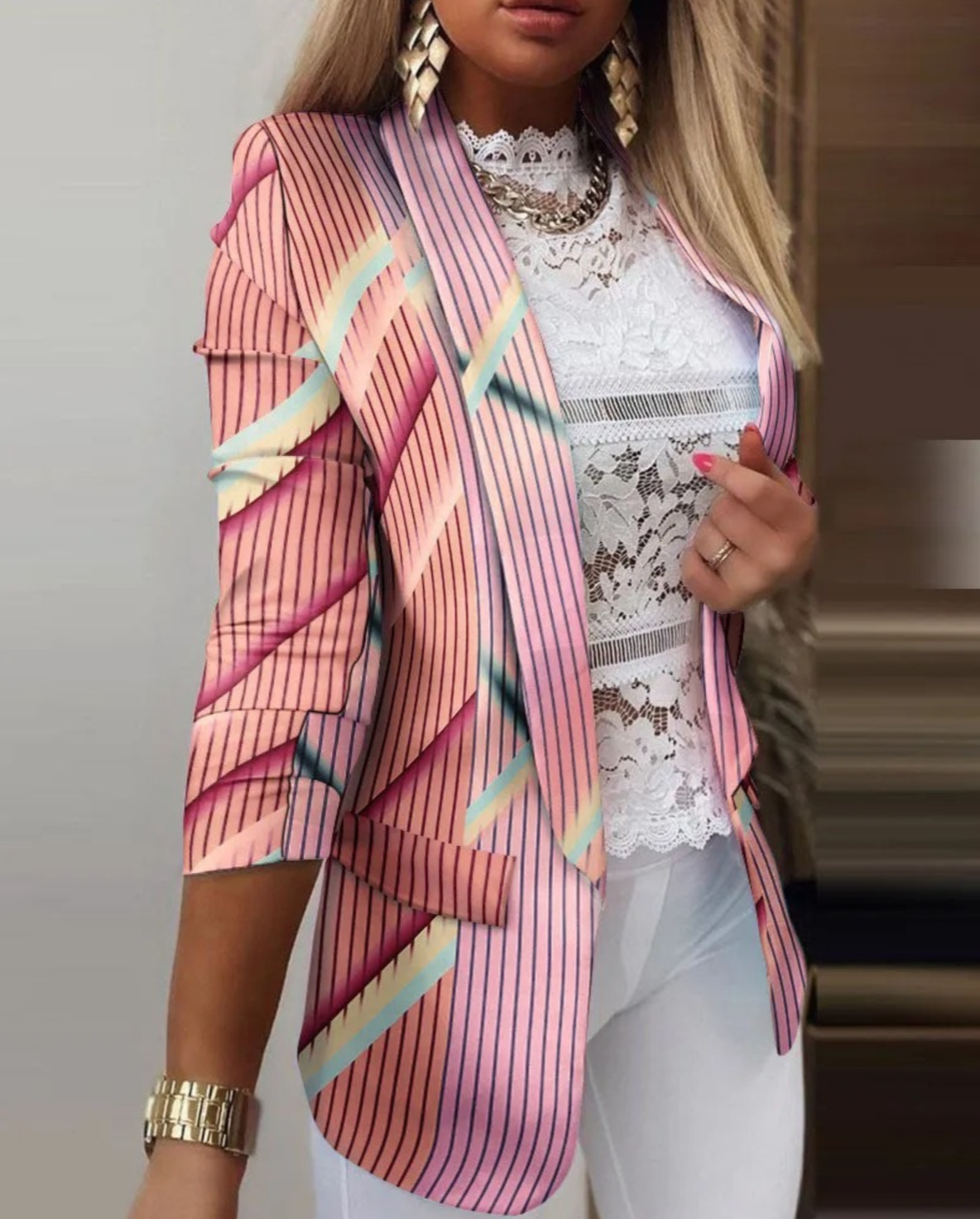 Women's Unique print multicolor blazer with pockets | Perfect for Casual days