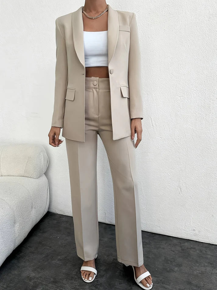 Stylish Solid Color Fashion Blazer Set for Women | Ideal for Everyday Wear