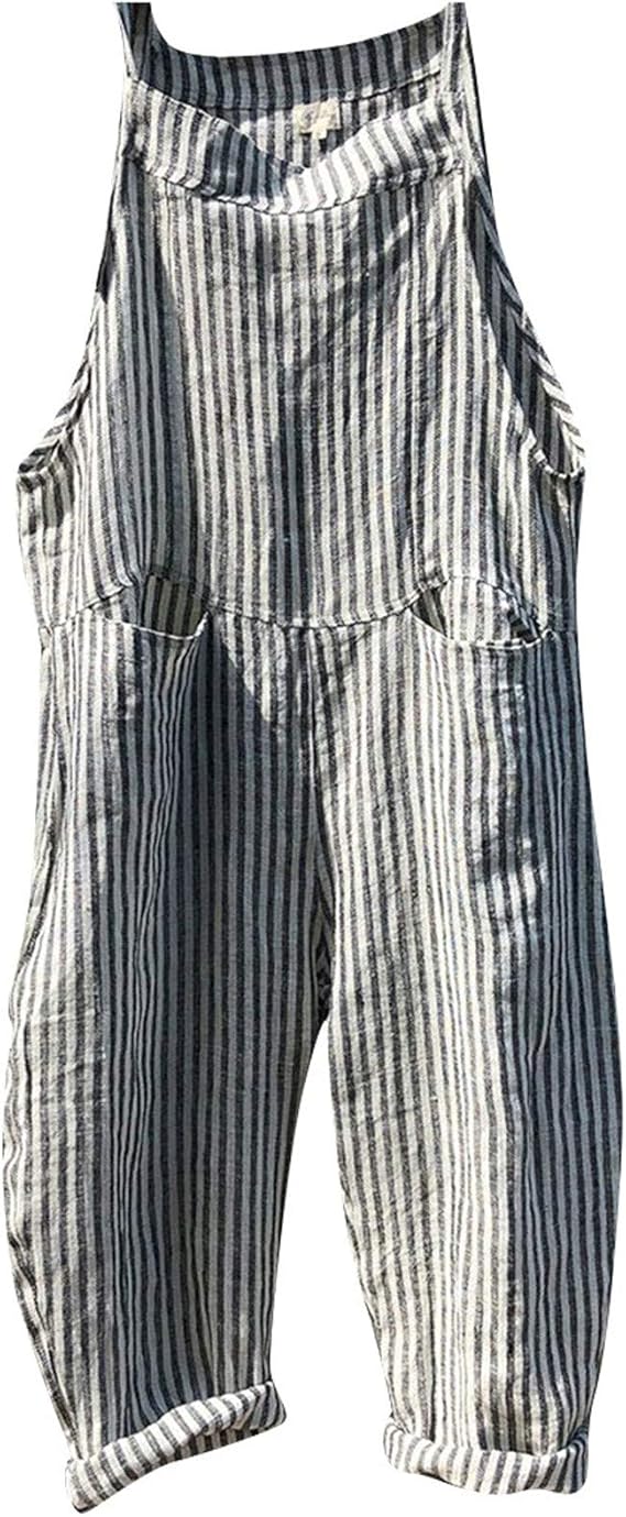 Women's Sleeveless Striped Baggy Jumpsuit