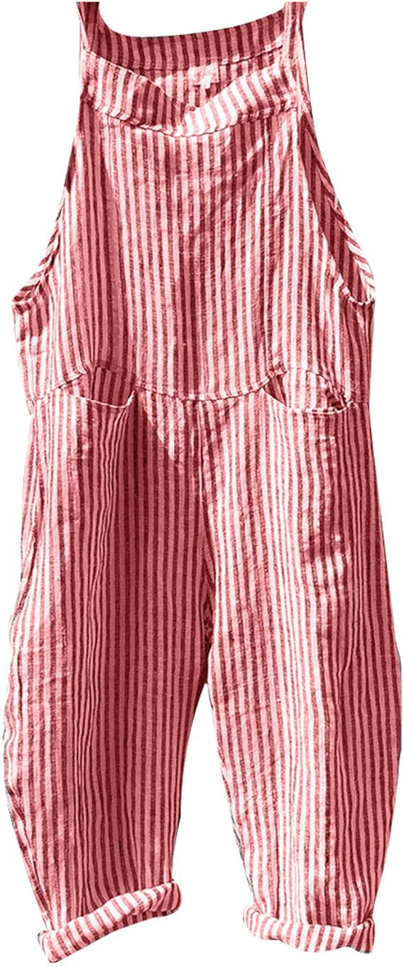 Women's Sleeveless Striped Baggy Jumpsuit