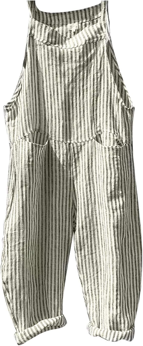 Women's Sleeveless Striped Baggy Jumpsuit