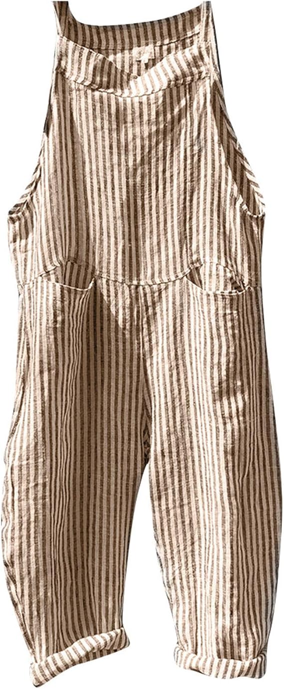 Women's Sleeveless Striped Baggy Jumpsuit