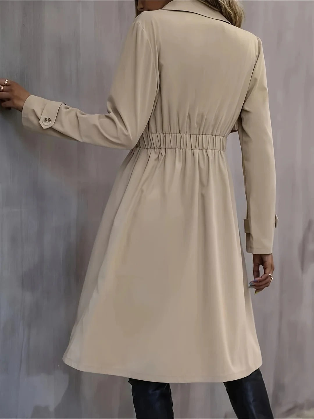 Chic Long Trenchcoat with Elastic Waist | Perfect for Everyday Wear
