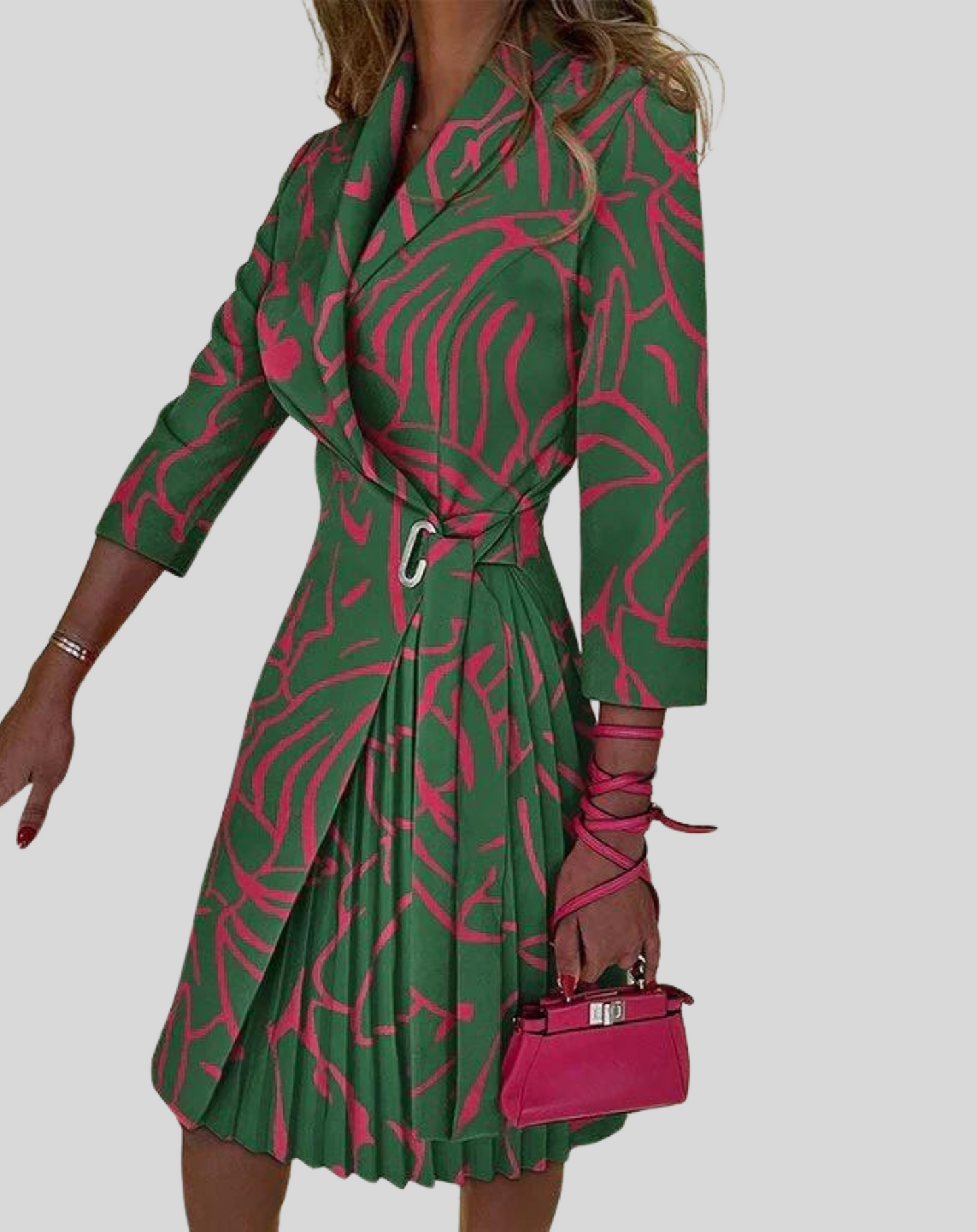 Women's Multicolored Blazer Dress with Side Belt