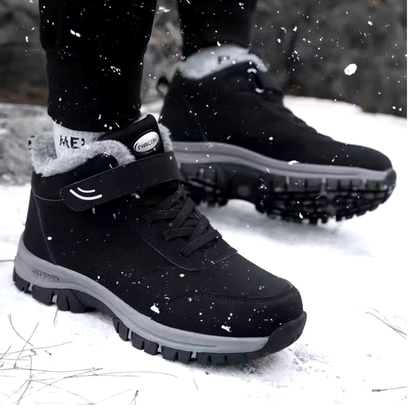 Men's Casual Double Closure Fur Line Winter Boots | Ideal for Winter