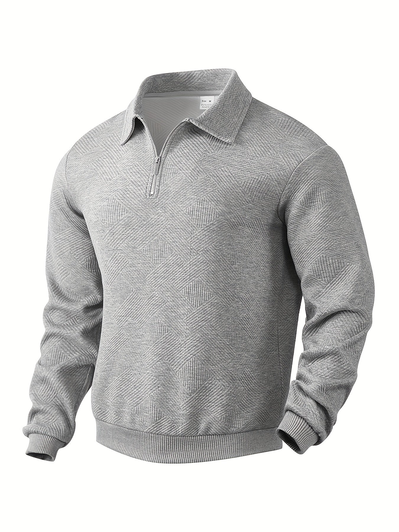 Men's Quarter Zip Jumper with Collar and Geometric Pattern | Ideal for Winter