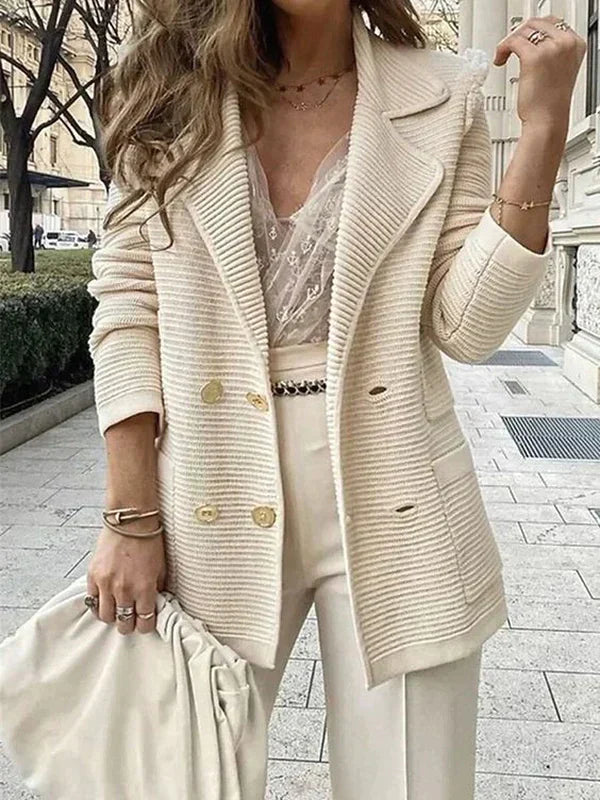 Women's Stylish Patterned Lapel Cardigan with Buttons | Ideal for Winter