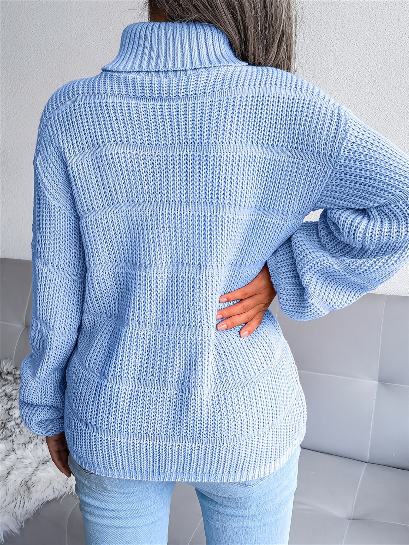 Women's Comfortable Stretchy Long Sleeve Turtleneck Jumper | Ideal for winter