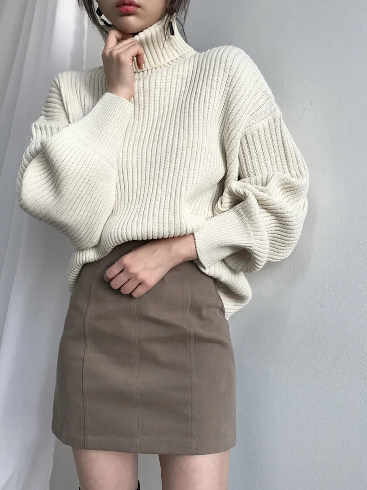 Oversize Thick Lined Turtleneck Jumper for Women | Ideal for Winter