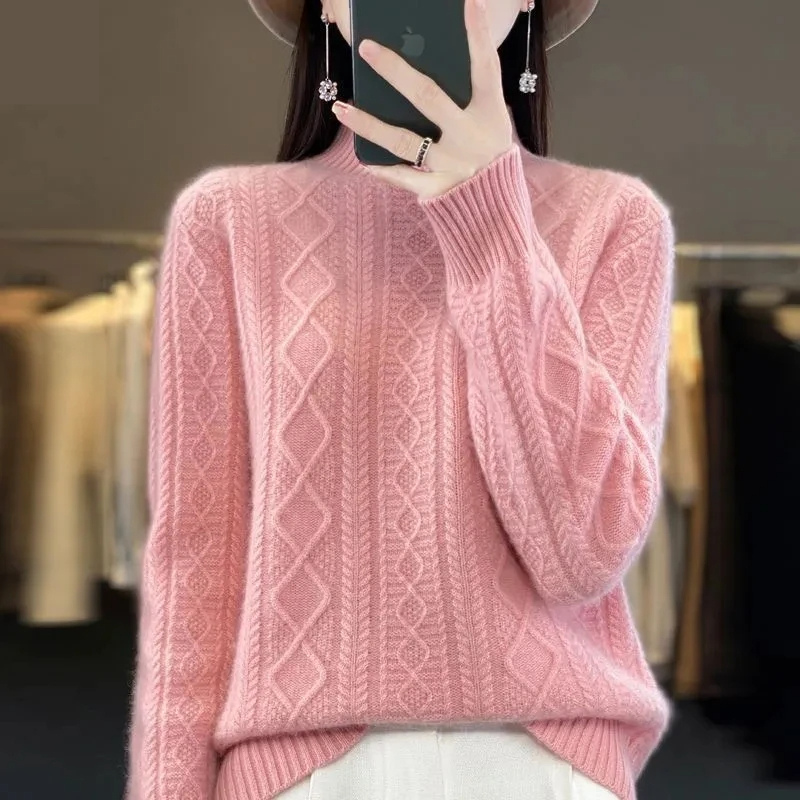Cable Knit Turtleneck Jumper for Women