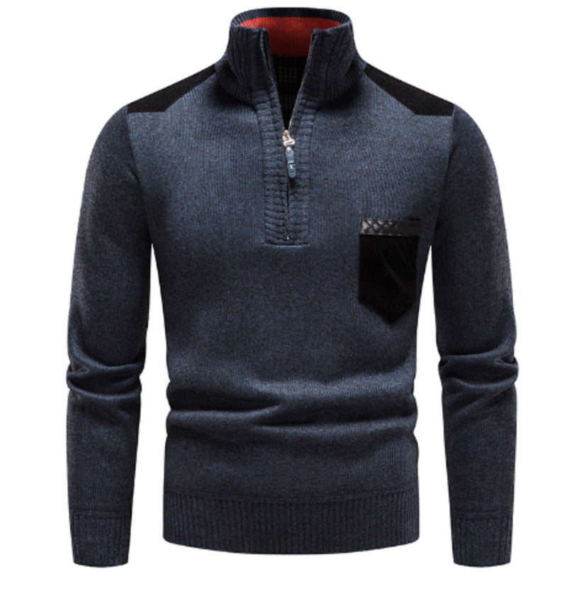 Men's Practical Knitted Jumper with Chest Pocket and Zipper | Ideal for Autumn/Winter