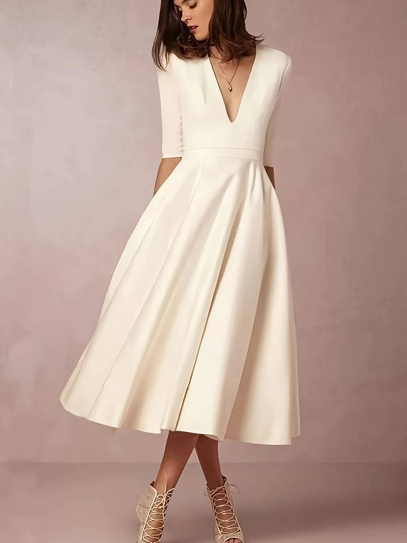 Women's Elegant Lightweight Midi Dress with Flowing Silhouette
