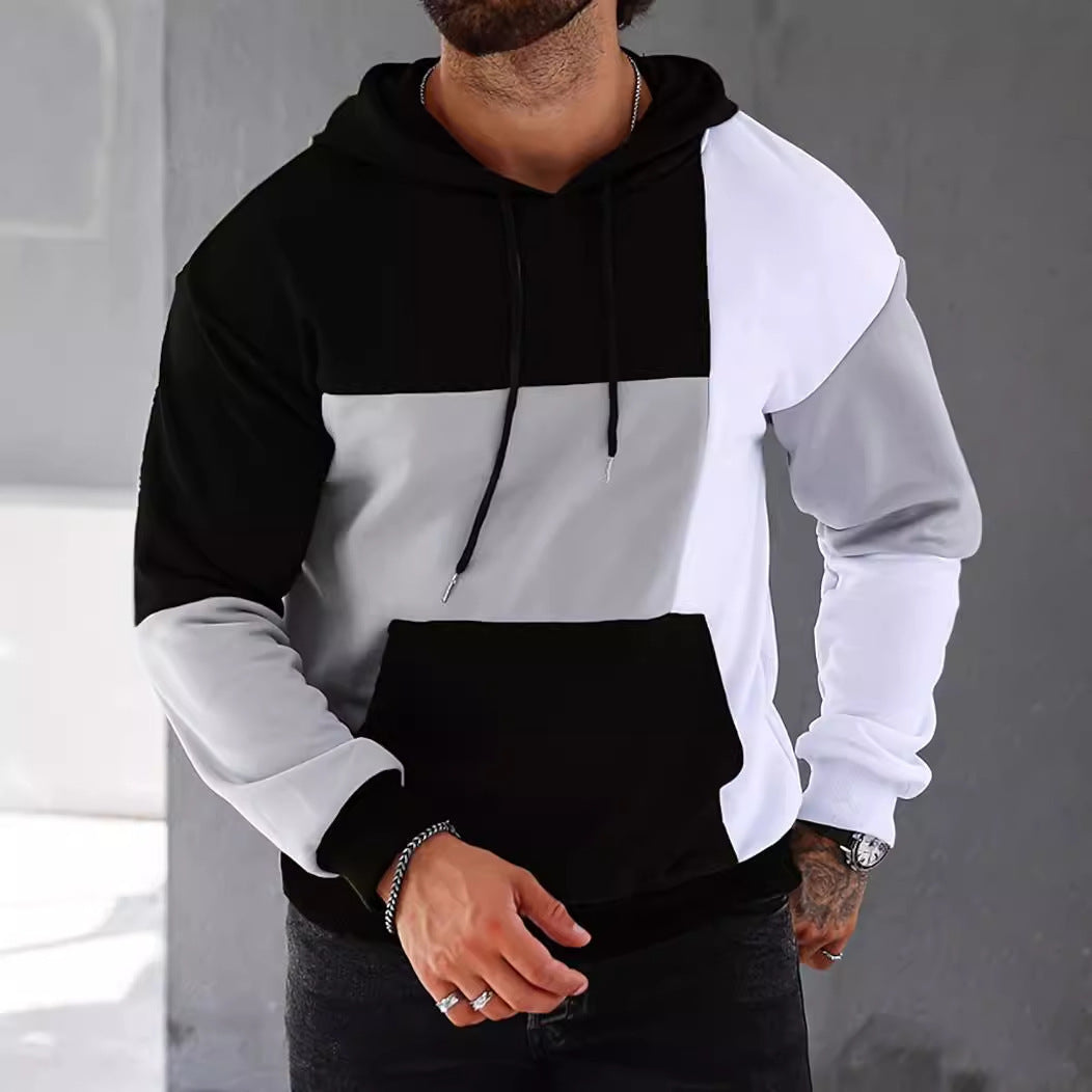 Men's Hooded Color Block Jumper with Kangaroo Pocket | Ideal for Winter