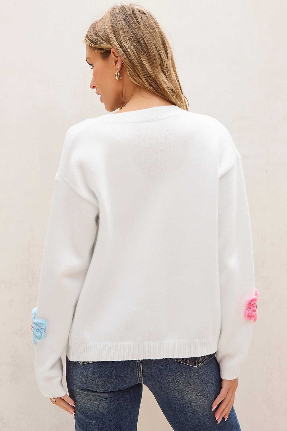Women's Stylish Floral Embroidery Knitted Cardigan with Buttons | Ideal for Winter