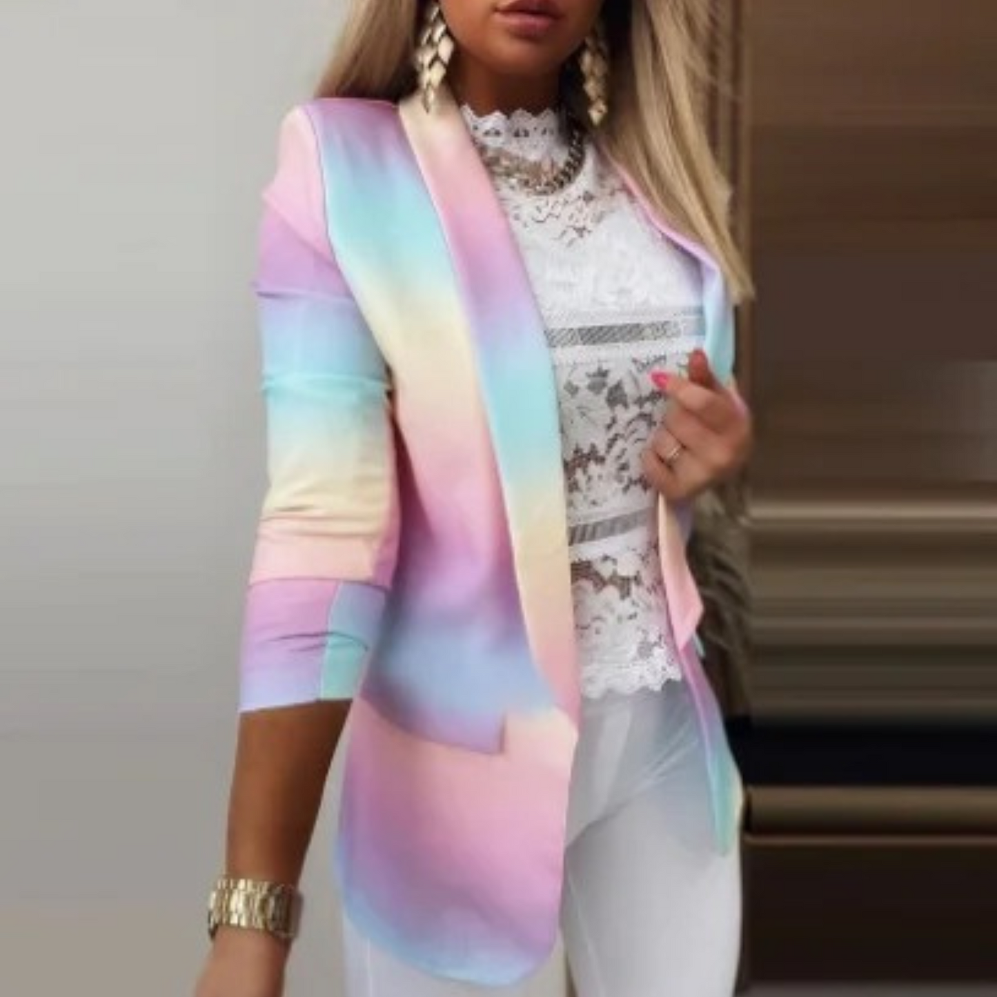 Women's Unique print multicolor blazer with pockets | Perfect for Casual days