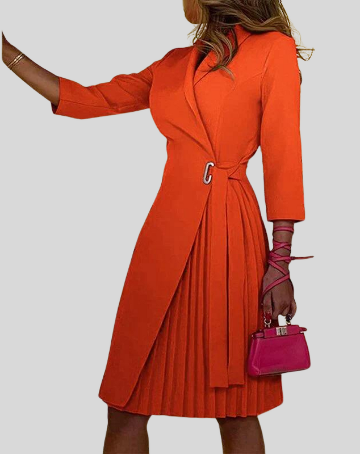 Women's Multicolored Blazer Dress with Side Belt