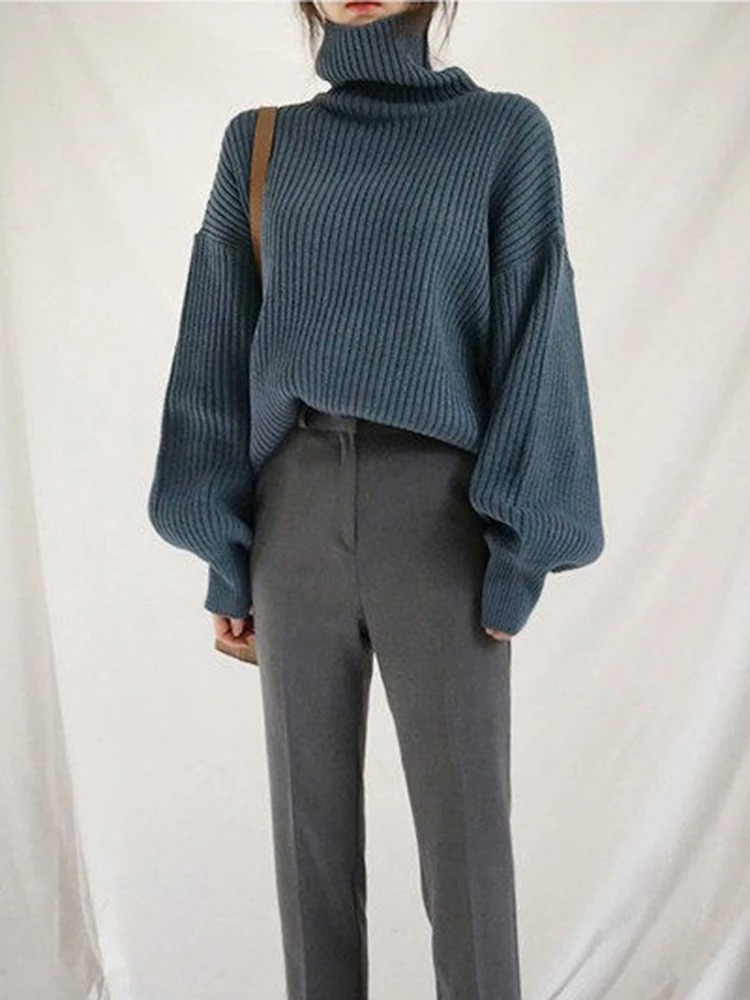 Oversize Thick Lined Turtleneck Jumper for Women | Ideal for Winter