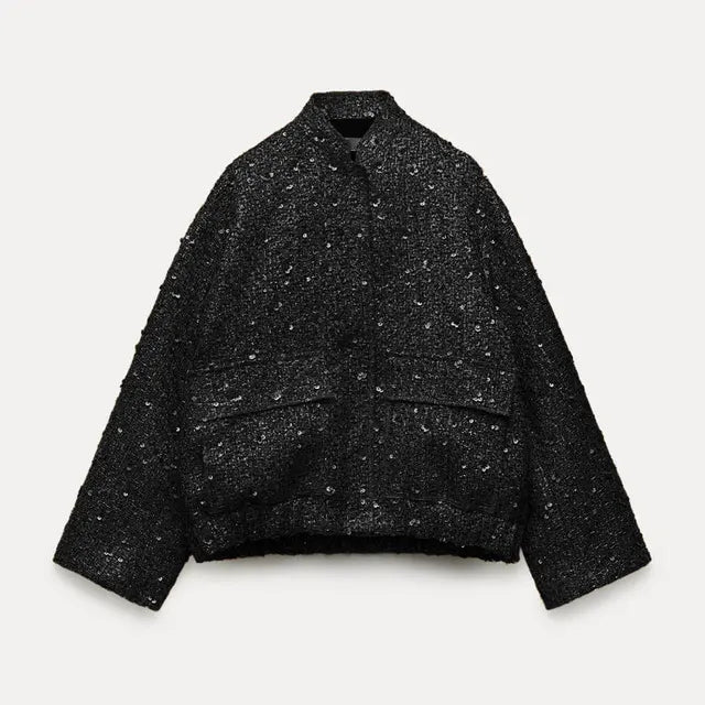 Women's Elegant Sequined Blazer with Pockets | Perfect for Casual Days