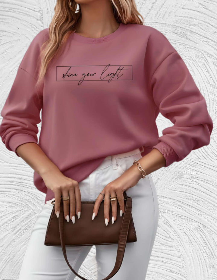 Women's Casual Sweater with "Shine Your Light" Print | Perfect for Autumn/Winter