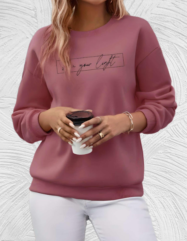 Women's Casual Sweater with "Shine Your Light" Print | Perfect for Autumn/Winter