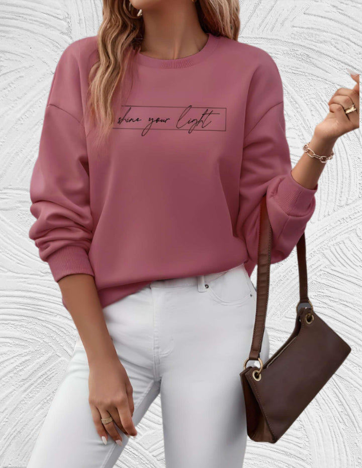 Women's Casual Sweater with "Shine Your Light" Print | Perfect for Autumn/Winter