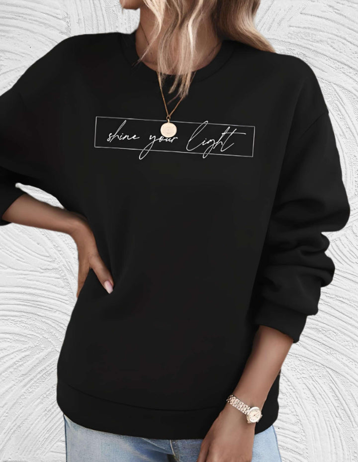 Women's Casual Sweater with "Shine Your Light" Print | Perfect for Autumn/Winter