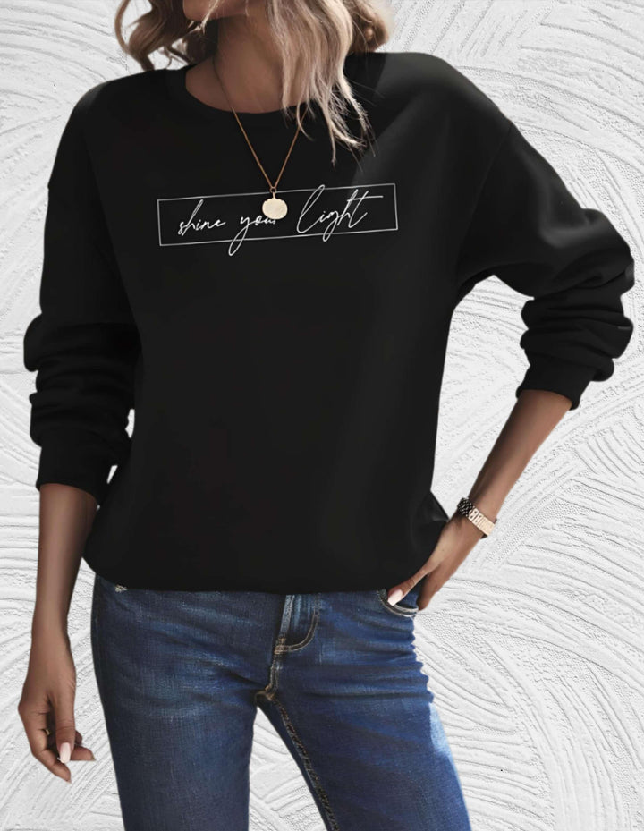 Women's Casual Sweater with "Shine Your Light" Print | Perfect for Autumn/Winter