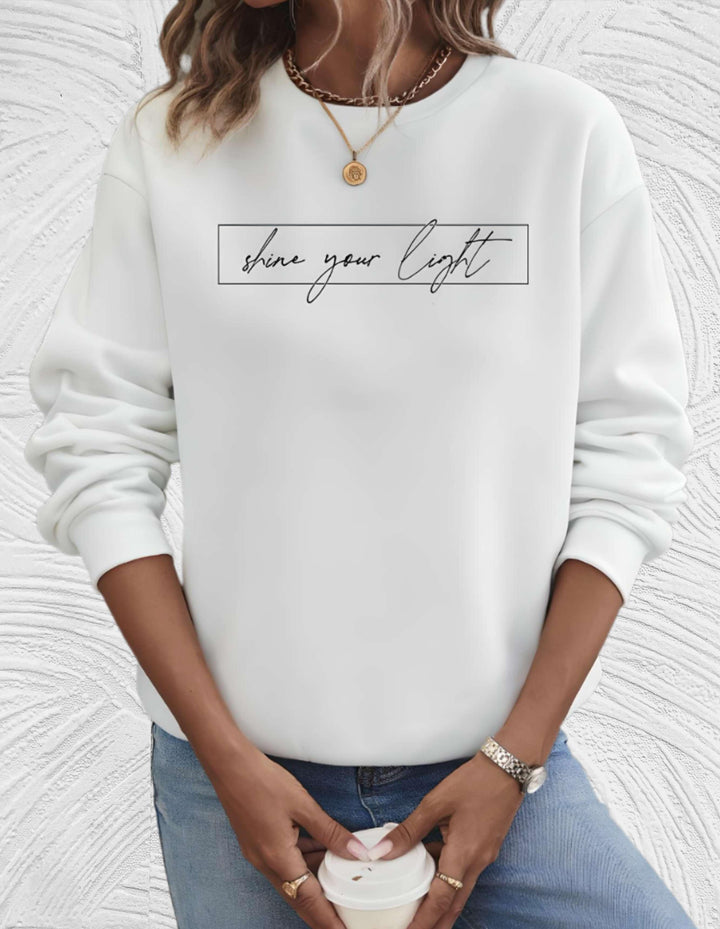 Women's Casual Sweater with "Shine Your Light" Print | Perfect for Autumn/Winter