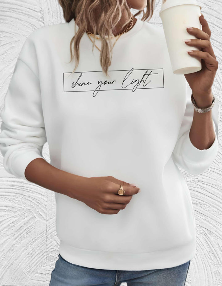 Women's Casual Sweater with "Shine Your Light" Print | Perfect for Autumn/Winter