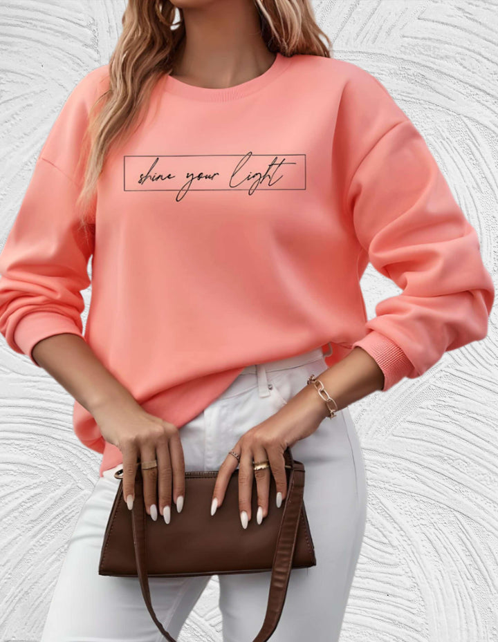 Women's Casual Sweater with "Shine Your Light" Print | Perfect for Autumn/Winter