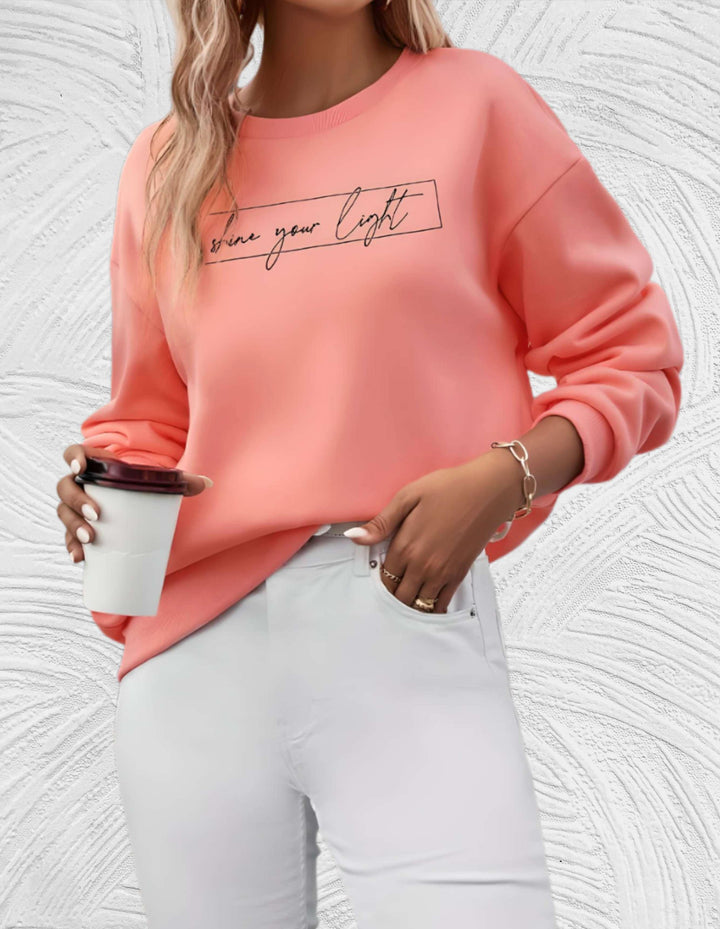 Women's Casual Sweater with "Shine Your Light" Print | Perfect for Autumn/Winter