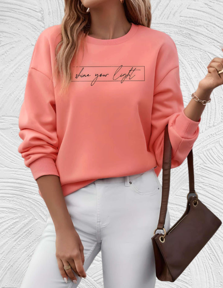Women's Casual Sweater with "Shine Your Light" Print | Perfect for Autumn/Winter