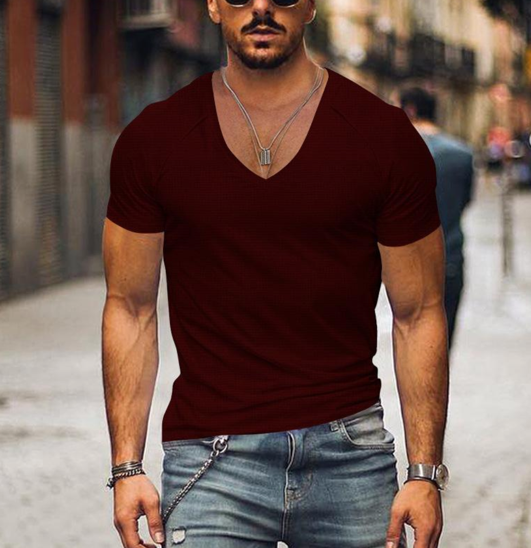 Variant image for Men's Comfortable Cotton T-Shirt with V-Neck Design-42