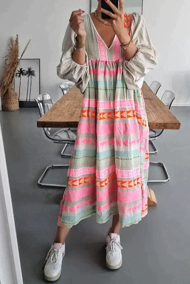 Pink, green, beige, orange, light blue